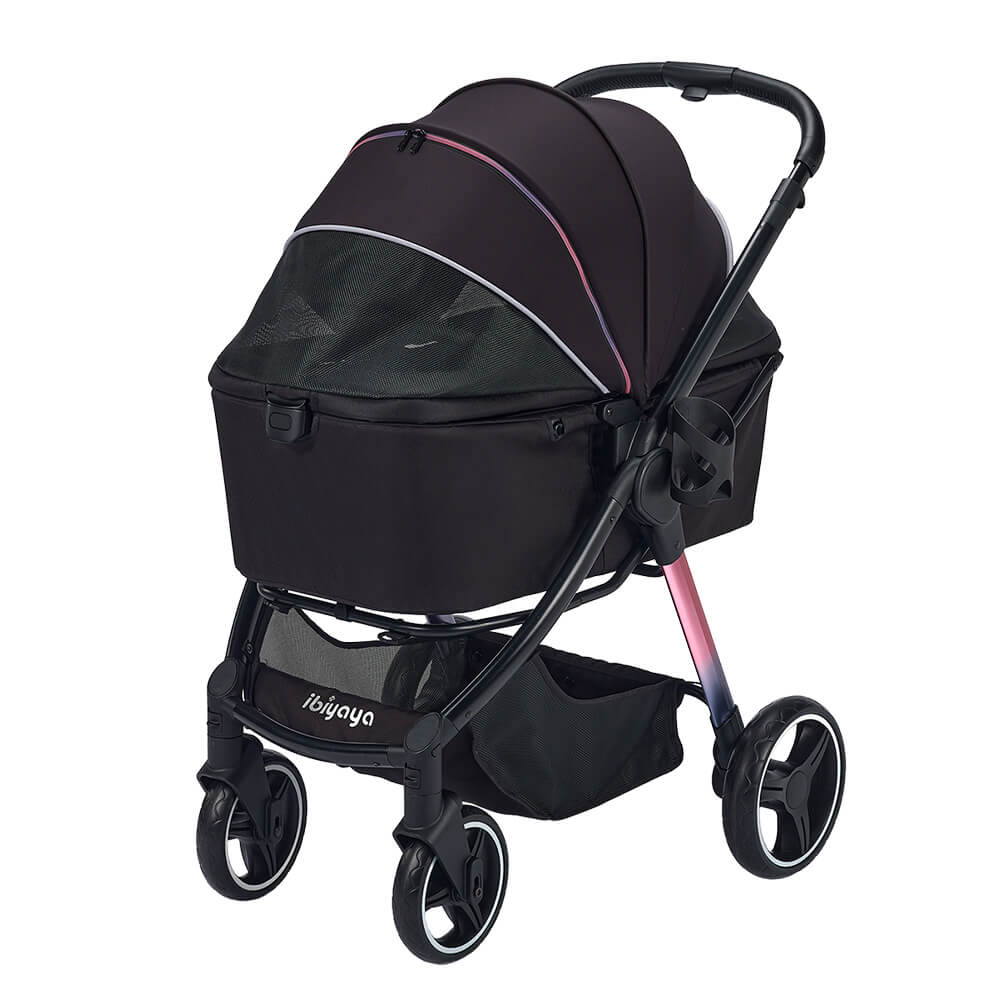 Ibiyaya Pet Stroller | Ibiyaya Retro Luxe Pet Stroller 2.0 Prism Black