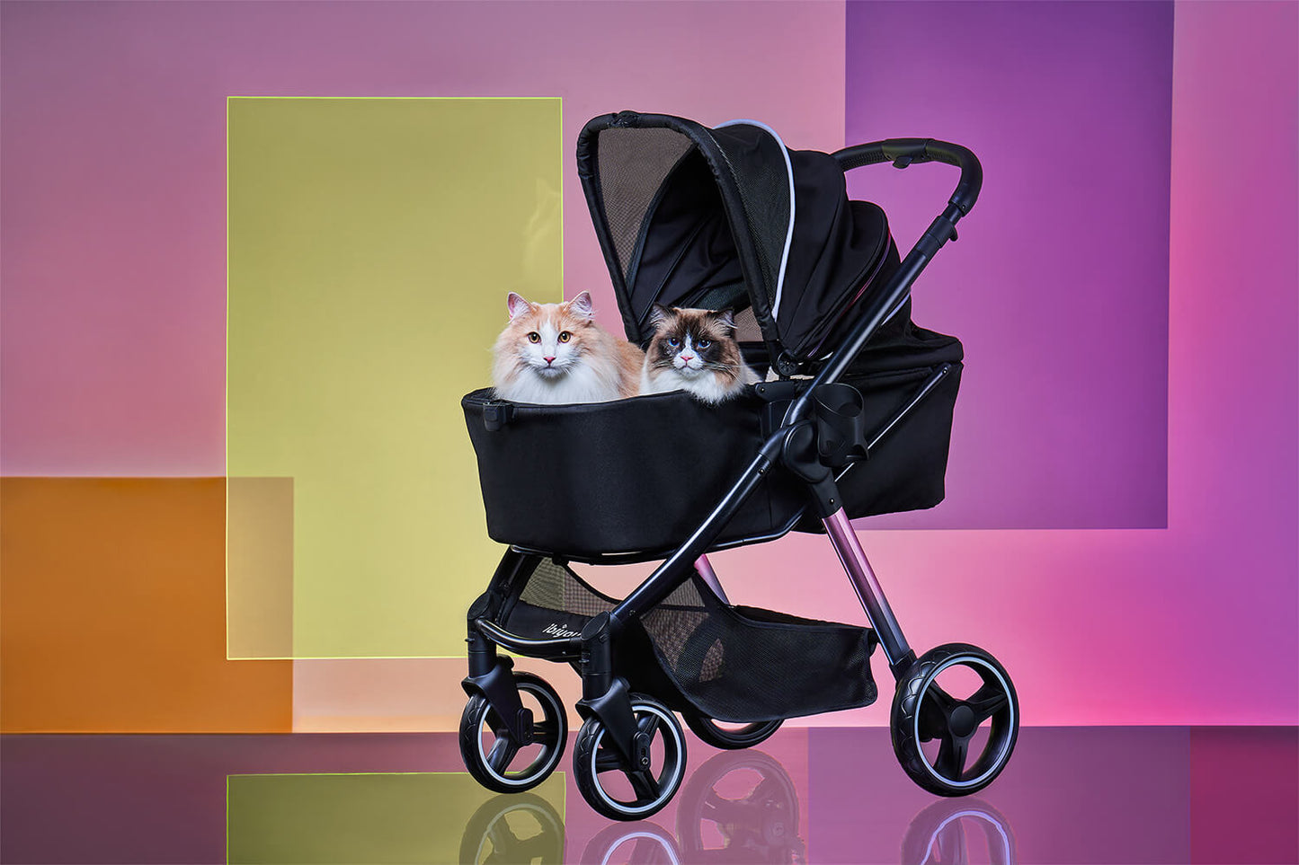 Ibiyaya Pet Stroller | Ibiyaya Retro Luxe Pet Stroller 2.0 Prism Black 2