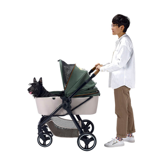 Ibiyaya Retro Luxe Pet Stroller 2.0 - Soft Sage | Ibiyaya Pet Stroller 1
