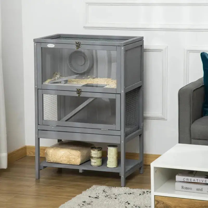Illustration of Shelving For Multi Pet Hamster Cages With Fold Down Storage