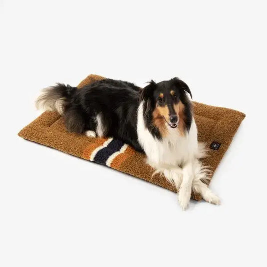 Shinola Dog Bed | Shinola Stripe Comfort Cushion Brown Dog Crate Mat 1