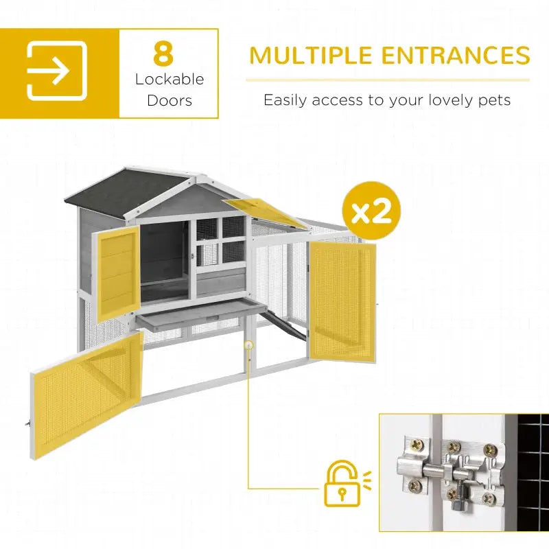PawHut 102" XL Outdoor Rabbit Hutch Rabbit Cage- Gray 5