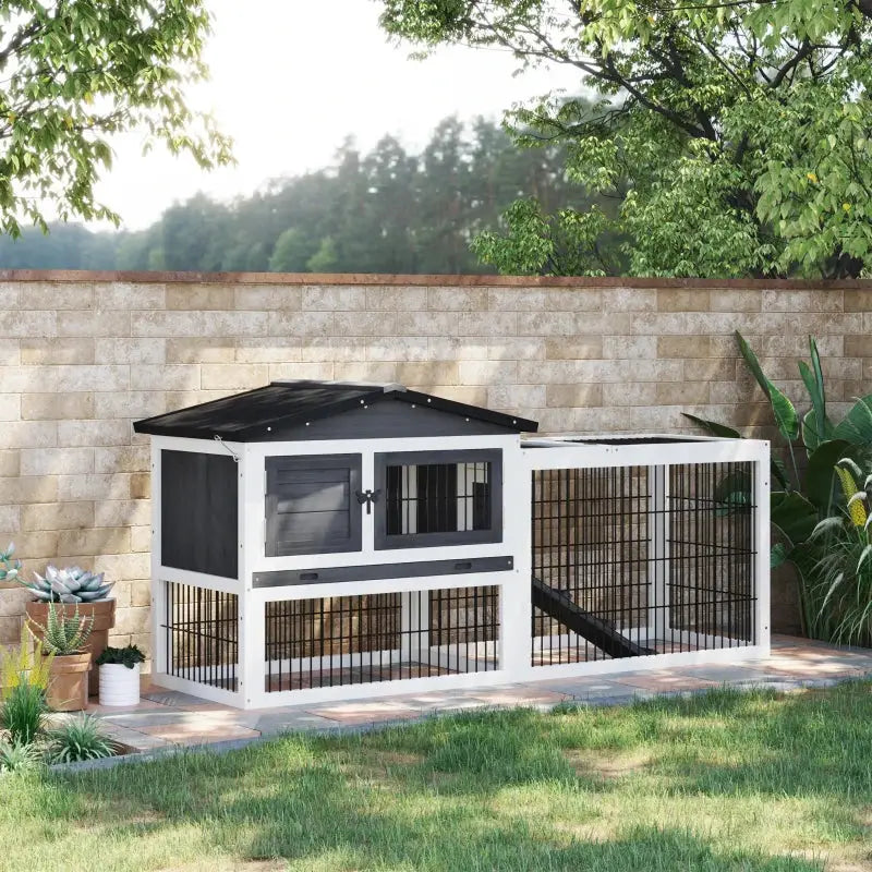 PawHut Elevated Indoor/Outdoor Rabbit Hutch with Run – A Bunny Good Time