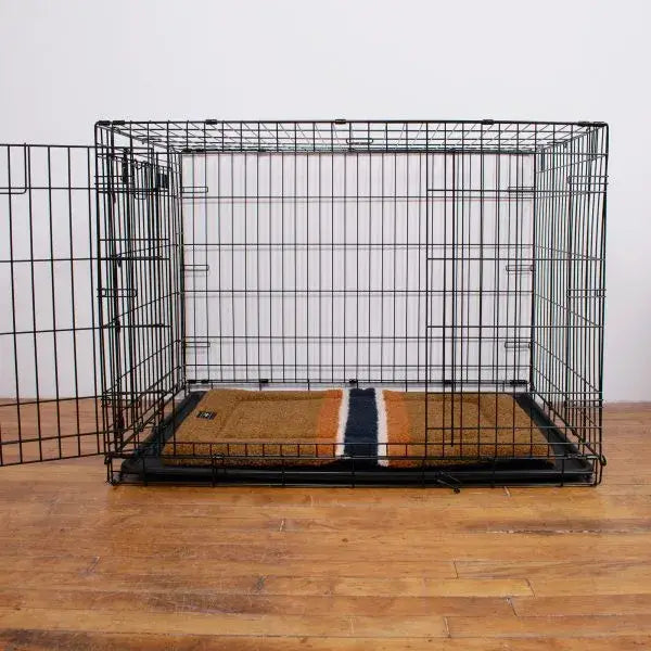 Shinola Dog Bed | Shinola Stripe Comfort Cushion Brown Dog Crate Mat 8