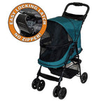 Pet Gear Happy Trails No Zip Stroller featuring easy locking latch and no zipper for hassle-free access. Pet Gear Stroller