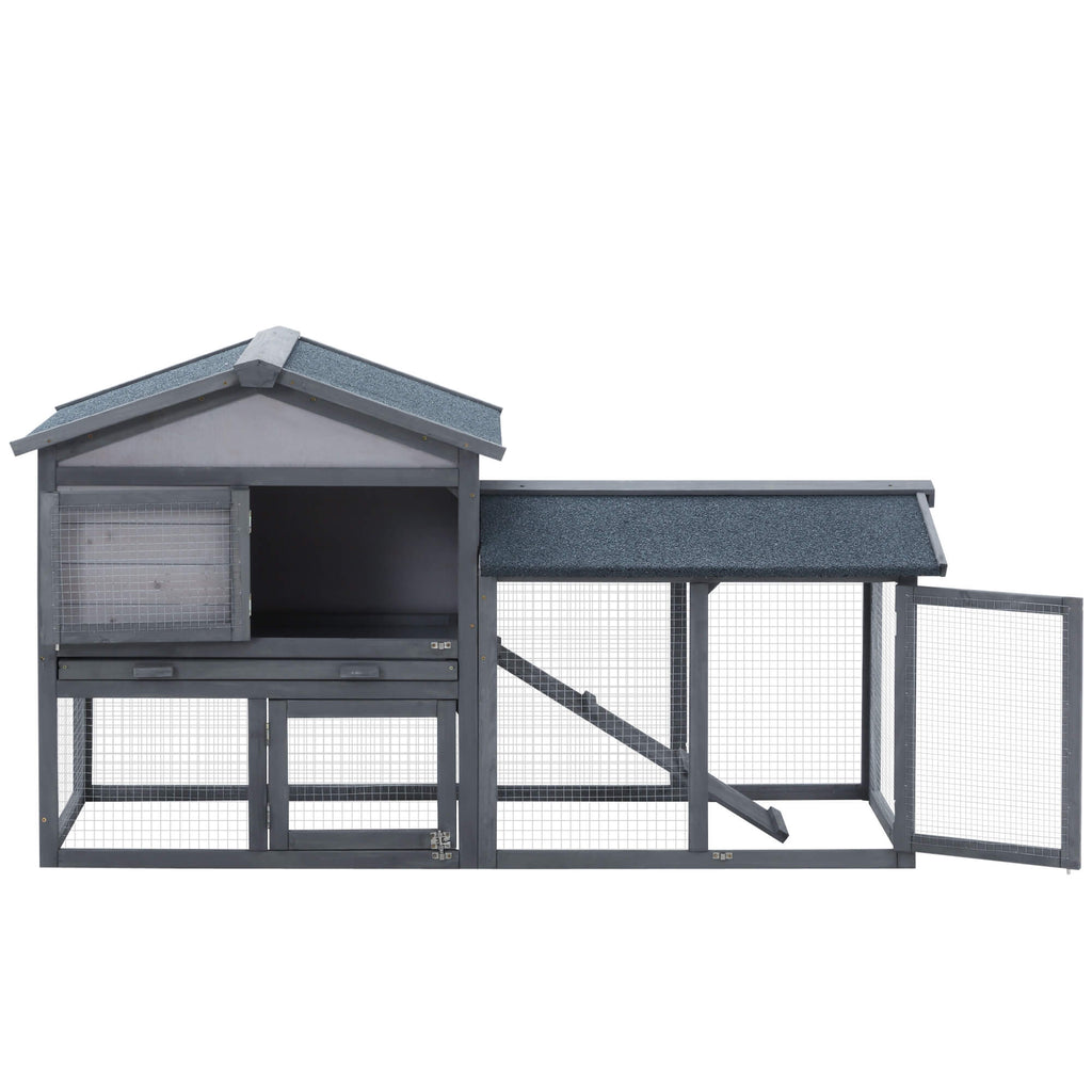 PawHut 58" Outdoor Rabbit Hutch Dark Grey 7