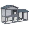 PawHut 58" Outdoor Rabbit Hutch Dark Grey