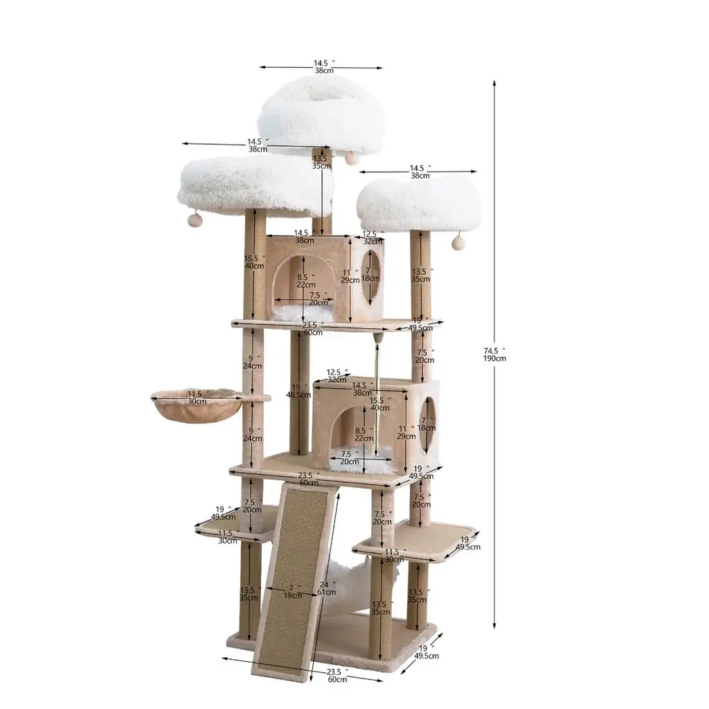 Catry Castle | Large Cat Tree Condo with Scratching Post Hammock- Cat Tower 7
