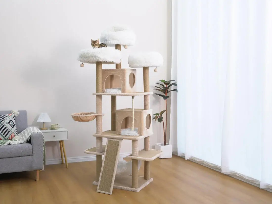 Catry Castle Deluxe 7 Level Cat Tree | Cat Tower 8Catry Castle | Large Cat Tree Condo with Scratching Post Hammock- Cat Tower