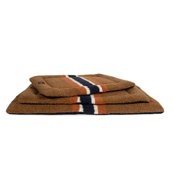 Shinola Dog Bed | Shinola Stripe Comfort Cushion Brown Dog Crate Mat 3