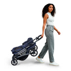 Ibiyaya pet stroller in navy blue with spacious carriage and convenient folding design for pet outings. 6