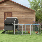 PawHut Wooden 137" Large Chicken Coop - Gray (fits 8-10 Chickens) 1
