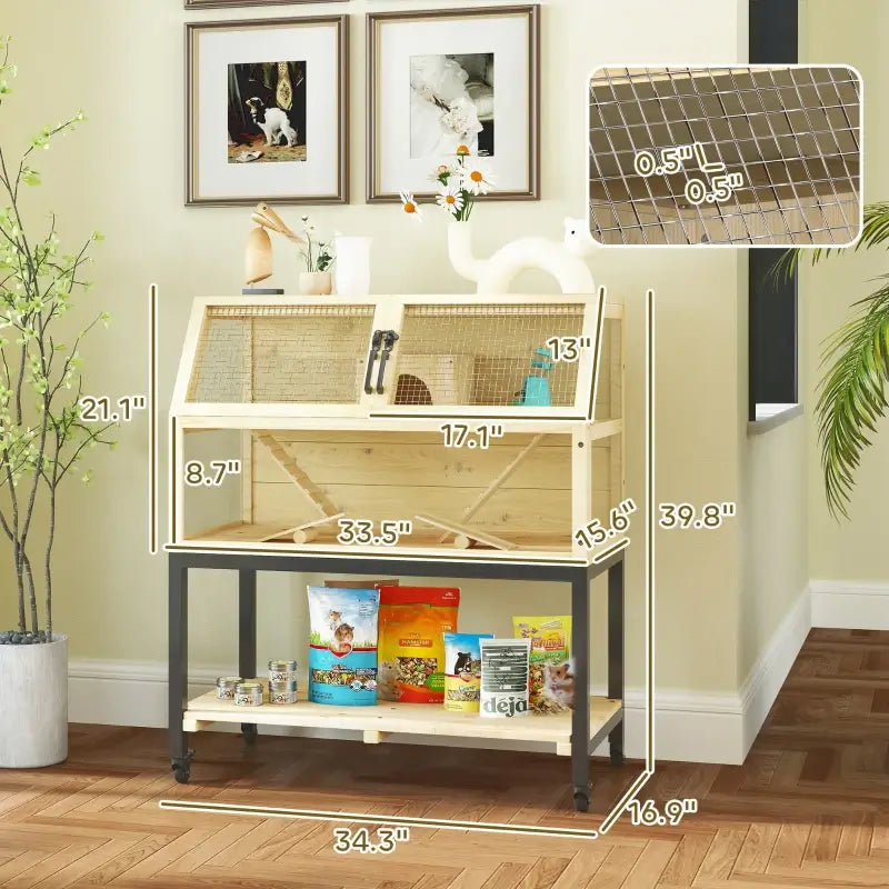 PawHut Large Hamster Cage on Wheels w/ Storage Shelf for Hamster or Mouse 7