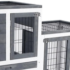 PawHut Indoor Rabbit Hutch | Indoor Guinea Pig Cage (Gray) WIre Mesh