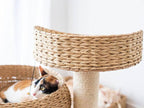 Natural 3-level eco-friendly Pet Pals cat tree with handwoven rope basket and sisal scratching post