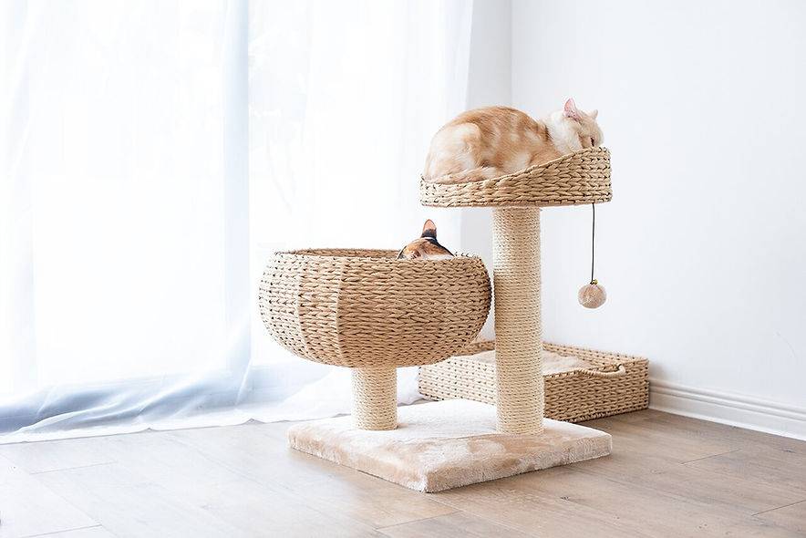 PetPals Cozy Natural 3-Level Cat Tree