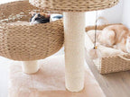 PetPals Cozy eco-friendly 3-level cat tree with handwoven basket and sisal scratching post