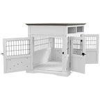 Dog Kennel and Furniture Side End Table with Storage- White - A Bunny Good Time