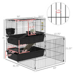 PawHut Multi-Level Small Animal Cage | Complete with Accessories Dimensions