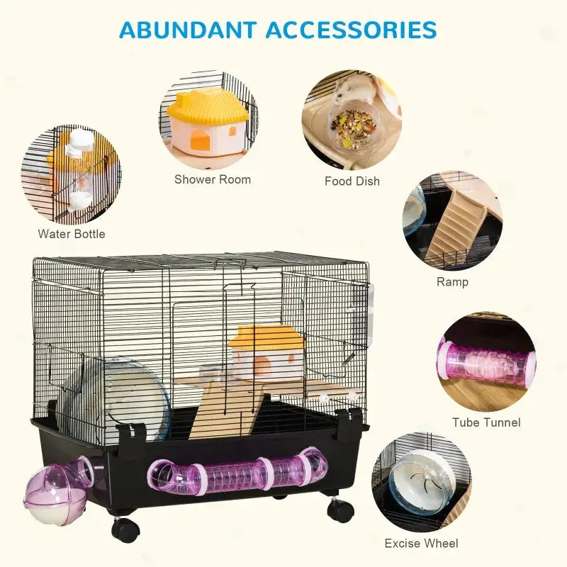 PawHut 2-Tier Hamster Cage Starter Kit | Gerbil Cage Starter – A Bunny ...