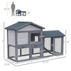 PawHut 58" Outdoor Rabbit Hutch Dark Grey 2
