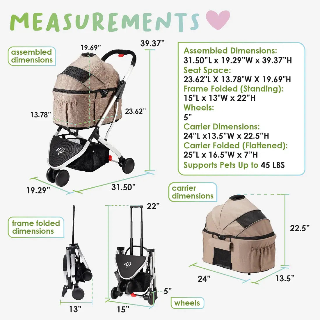 Cat Stroller and Carrier- Petique Newport Pet Stroller-Rabbit Stroller Dog Stroller 9