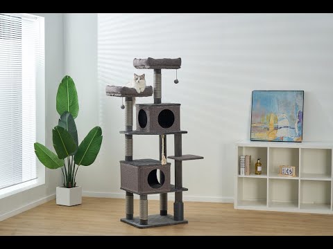 Catry Stella 6 Level Quilted Velvet Large Cat Tree with Condo | Cat Tower