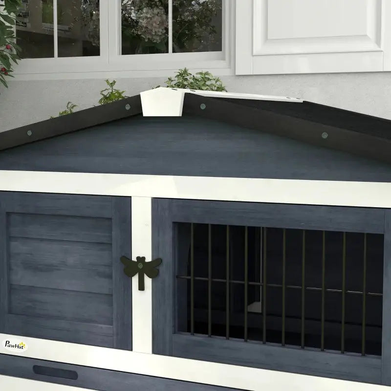Outdoor Rabbit Hutch- PawHut 59" Wooden Indoor/Outdoor Rabbit Cage 6